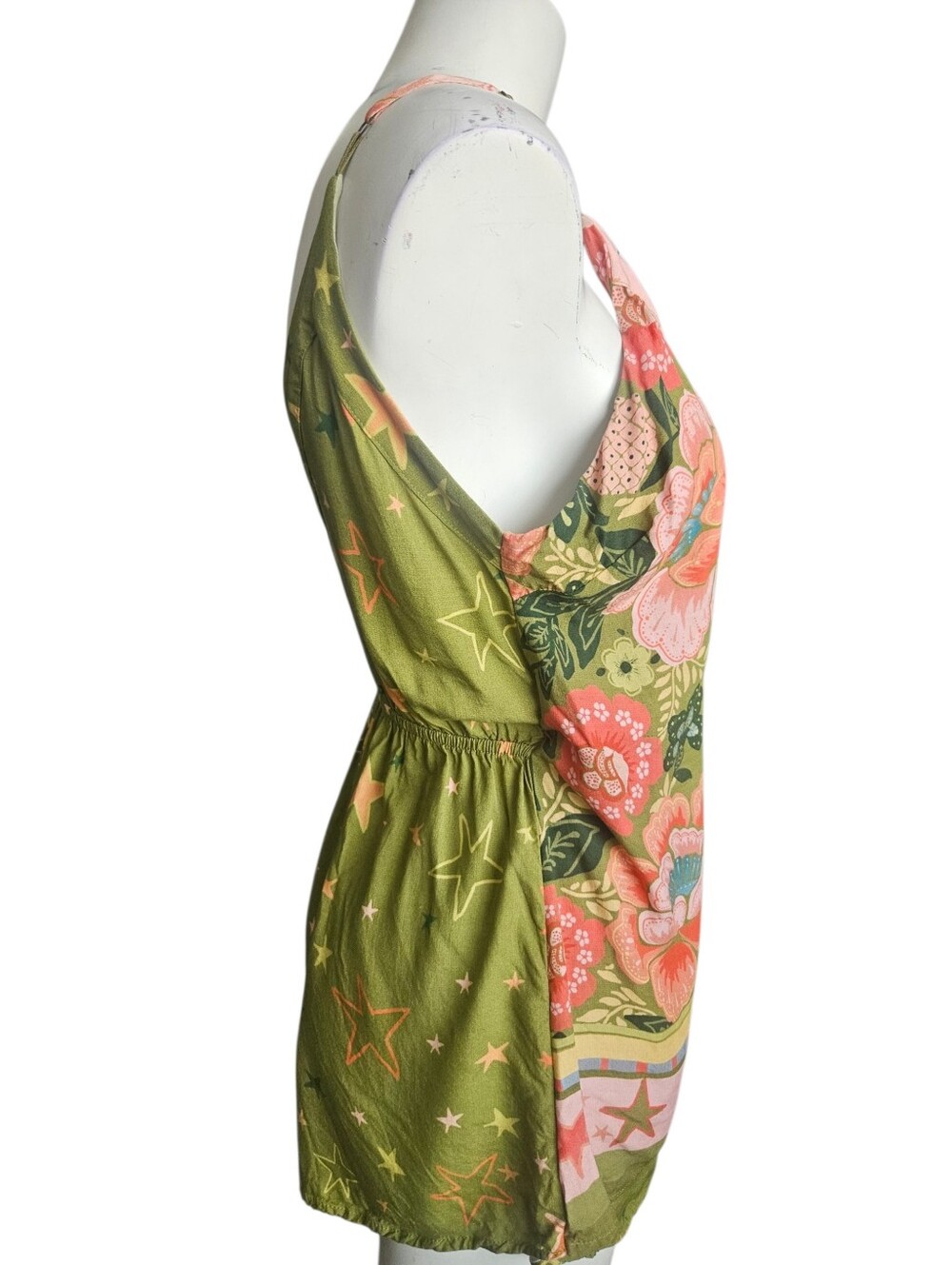 FARM Rio Tropical Floral Wrap Romper Green Pink Pineapple Garden Print Sz Small - Picture 3 of 15